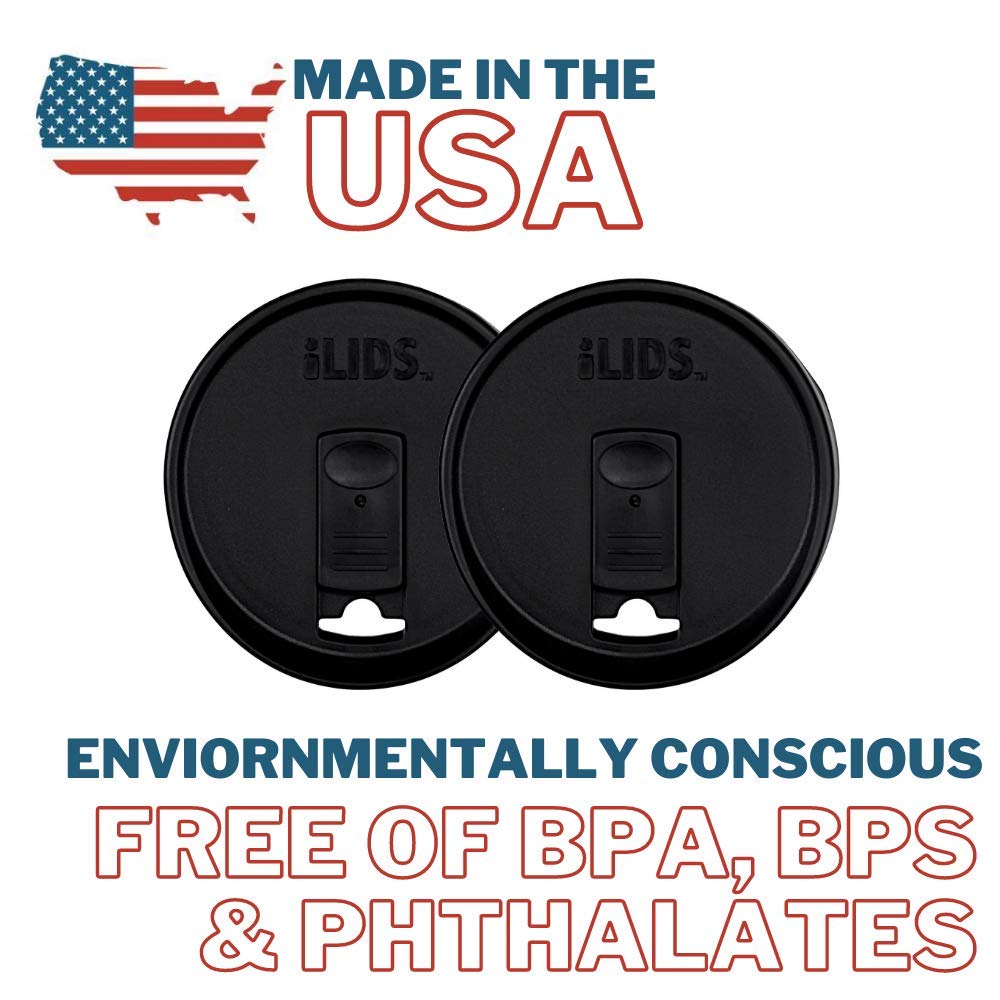 iLIDS Mason Jar Drink Lid, Wide Mouth, Black, Pack of 2