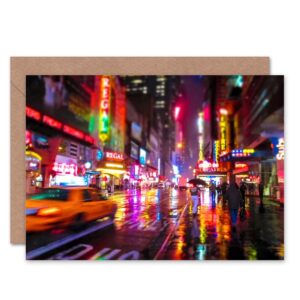 wee blue coo new york neon city lights photo blank greetings birthday card art