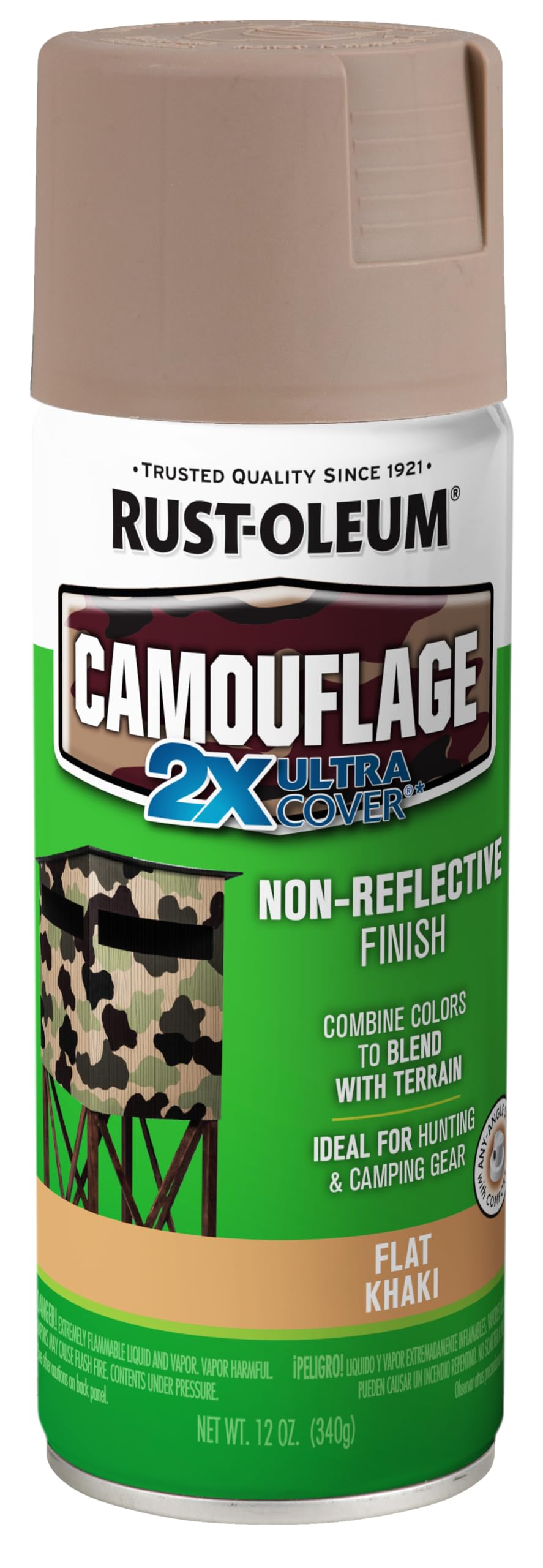 Rust-Oleum 279177 Camouflage 2X Ultra Cover Spray Paint, 12 oz, Khaki