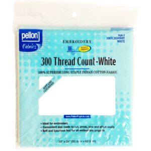 pellon 300 thread count cotton fabric for embroidery, white 20"x24"