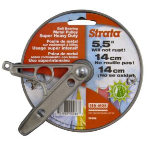 strata ball bearing style clothesline pulley - 5.5'' heavy duty metal, rustproof silver for outdoor laundry drying, clothes line pulley for clothes, coats, blankets, and more