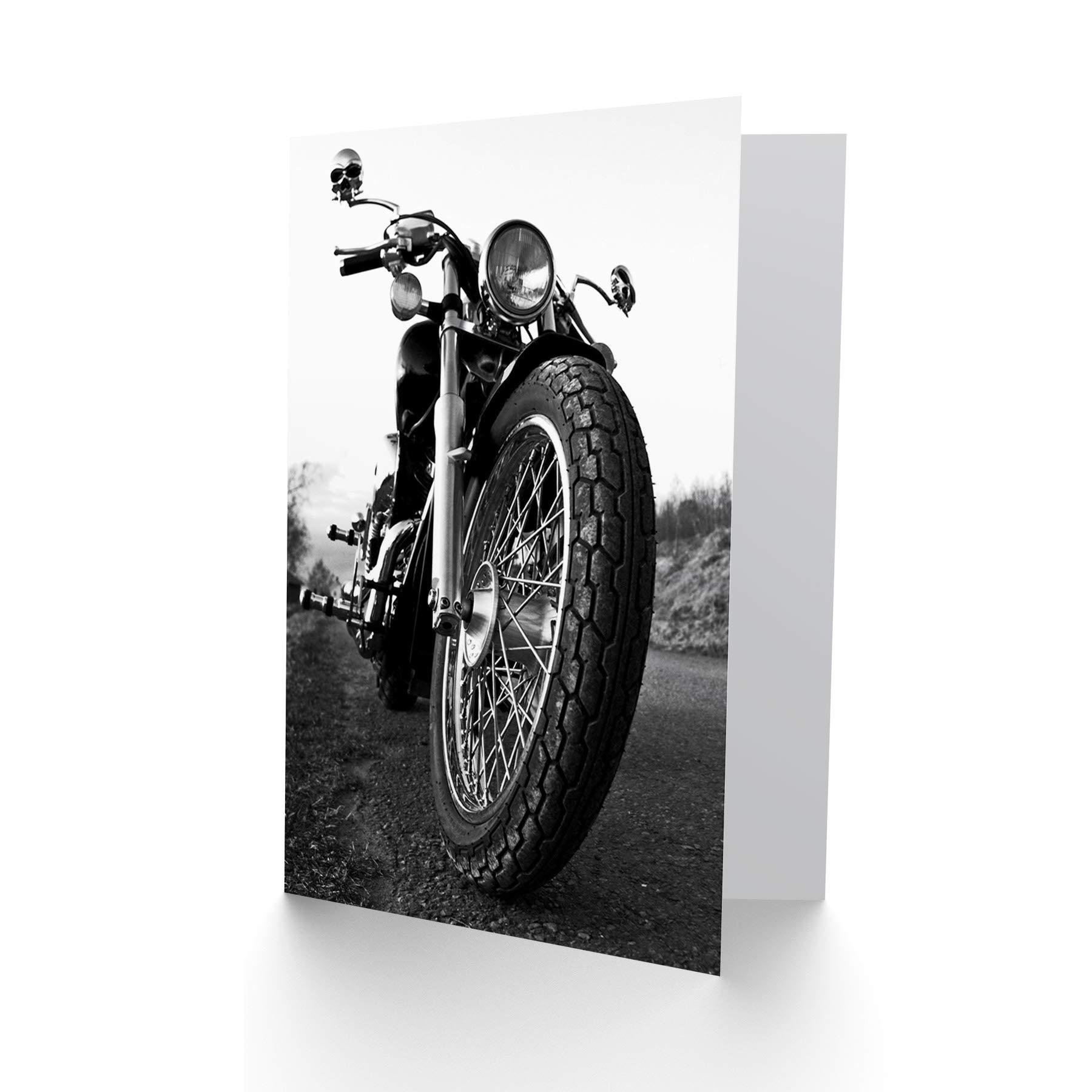 Wee Blue Coo TRANSPORT MOTORBIKE MOTORCYCLE FRONT VIEW BLANK GREETINGS BIRTHDAY CARD