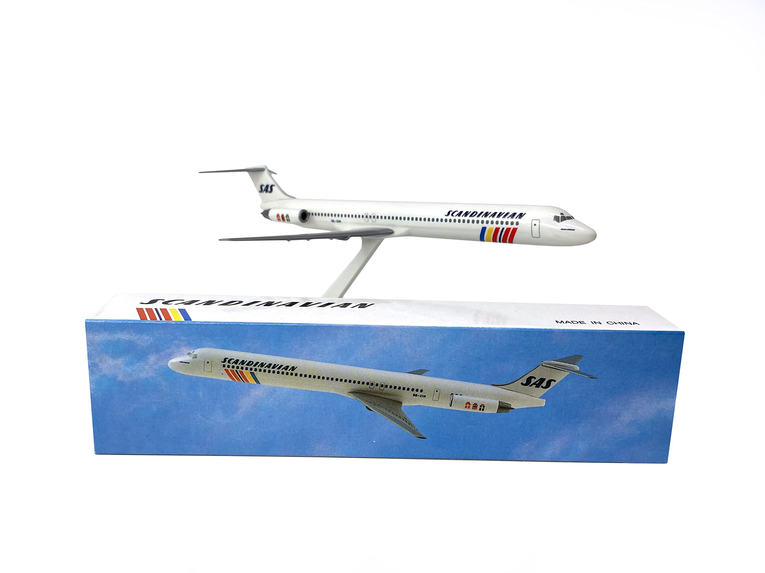 Flight Miniatures SAS Scandinavian Mcdonnell Douglas MD-80 1:200 Scale - Plastic Snap-Fit Model Airplane - Collectible Replica of SAS Scandinavian Aircraft Part #AMD-08000H-014