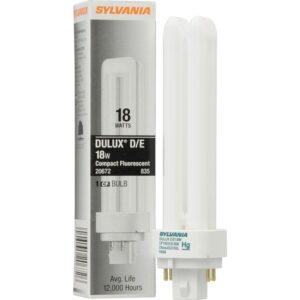 sylvania (10 pack) 20672 cf18dd/e/835/eco 18-watt 3500k 4-pin double tube compact fluorescent lamp, 10 count (pack of 1), white