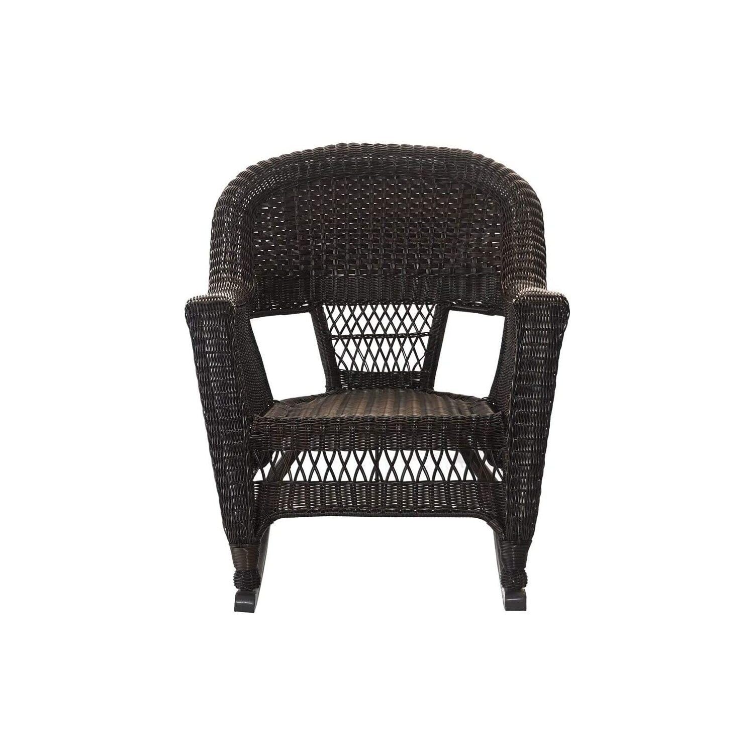 Jeco Rocker Wicker Chair with Cushion, Set of 2, Black