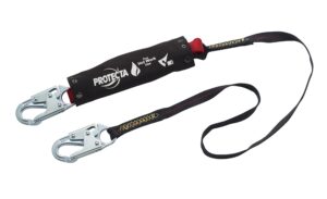 protecta pro 1340129 hot works shock absorbing lanyard, single-leg kevlar/modacyrlic webbing, snap hooks at each end, 6-feet