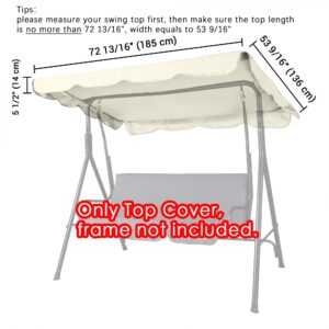 Yescom 72"x52" Outdoor Swing Canopy Replacement UV30+ 180gsm Top Cover for Park Seat Patio Yard Ivory