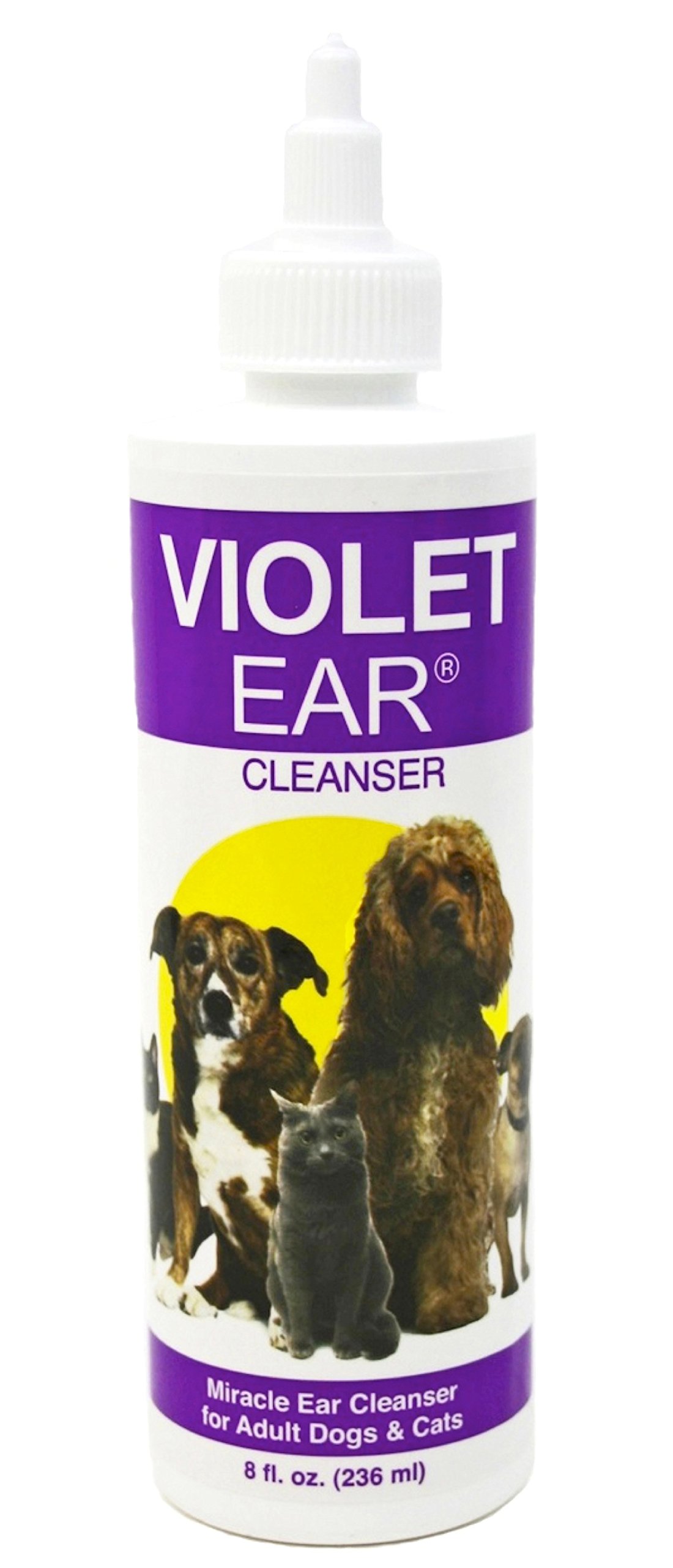 Violet Pet Ear Cleaner, 8 oz Provides Immediate Relief from Itching, Irritation, Inflammation and Odor. Ends Chronic Ear Infection Cycle.