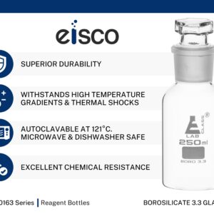 EISCO Labs 125ml Reagent Glass Bottle - Wide mouth with Stopper