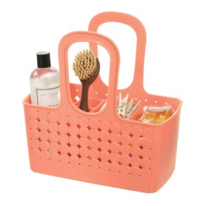 idesign orbz bathroom shower tote for shampoo, cosmetics, beauty products - small, divided, coral