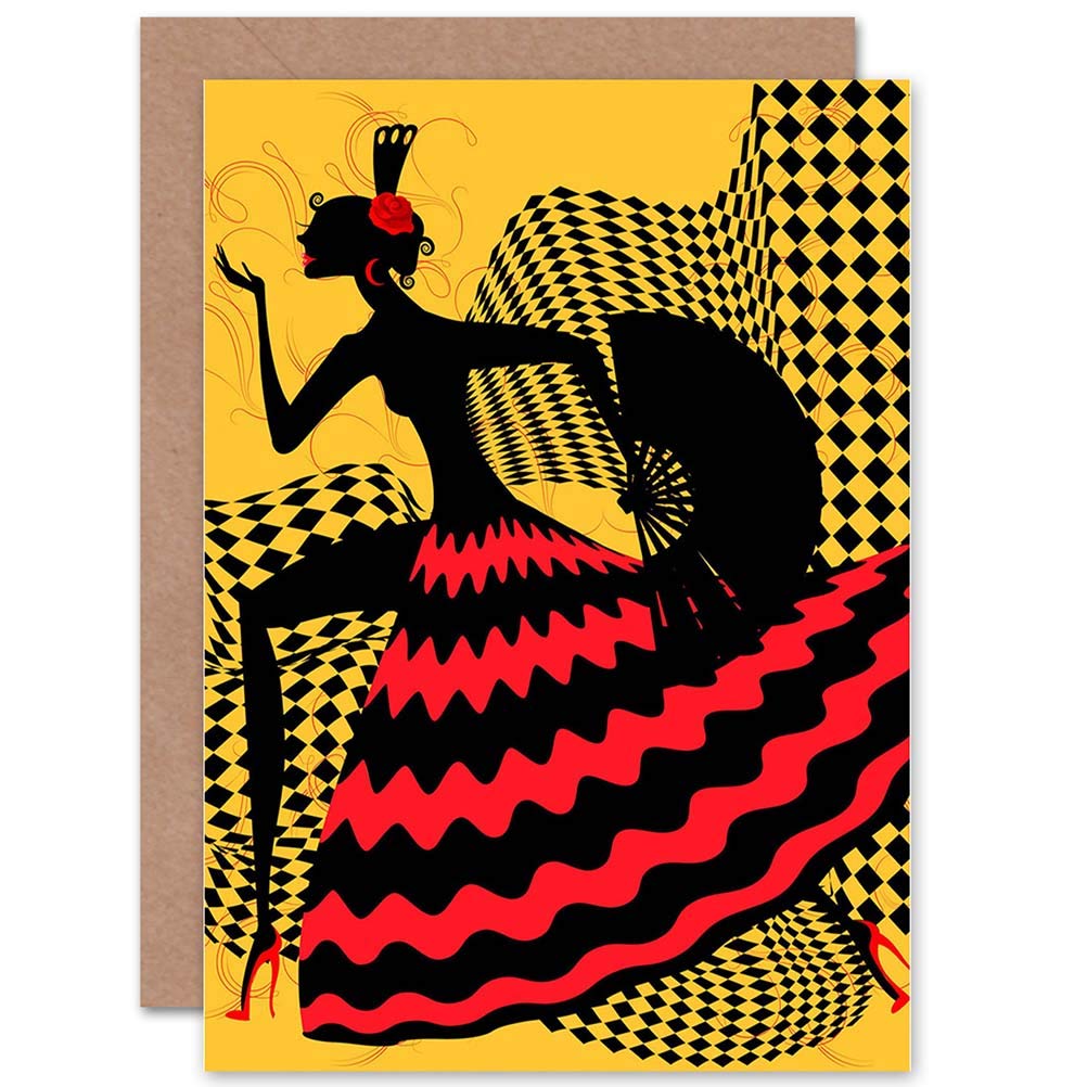 Wee Blue Coo PAINTING SPANISH FLAMENCO DANCER DESIGN BLANK GREETINGS BIRTHDAY CARD