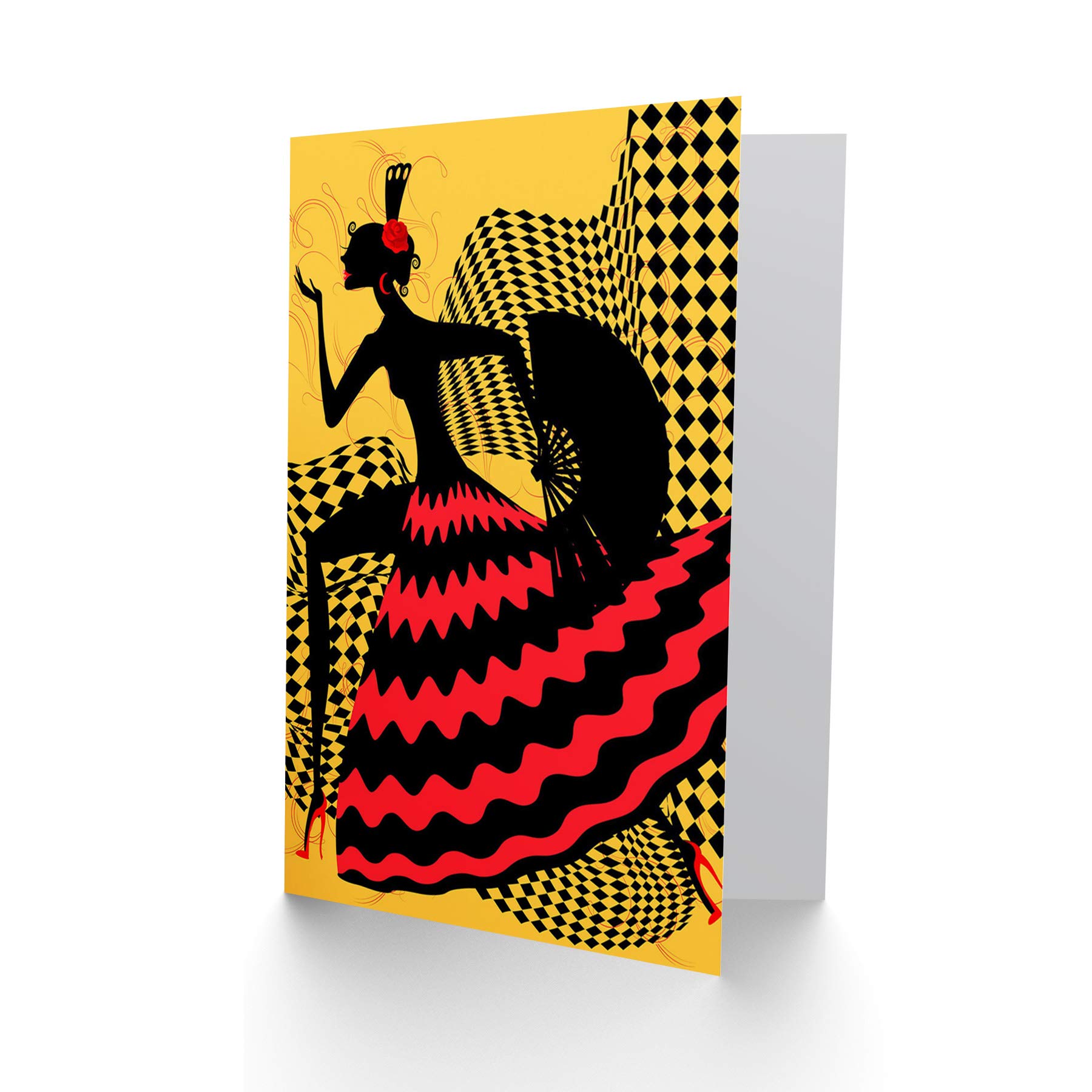 Wee Blue Coo PAINTING SPANISH FLAMENCO DANCER DESIGN BLANK GREETINGS BIRTHDAY CARD