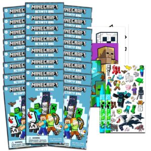 Minecraft Party Favors for Kids Bundle ~ 24 Minecraft Mini Play Packs with Coloring Books, Stickers, Crayons, More | Minecraft Party Supplies