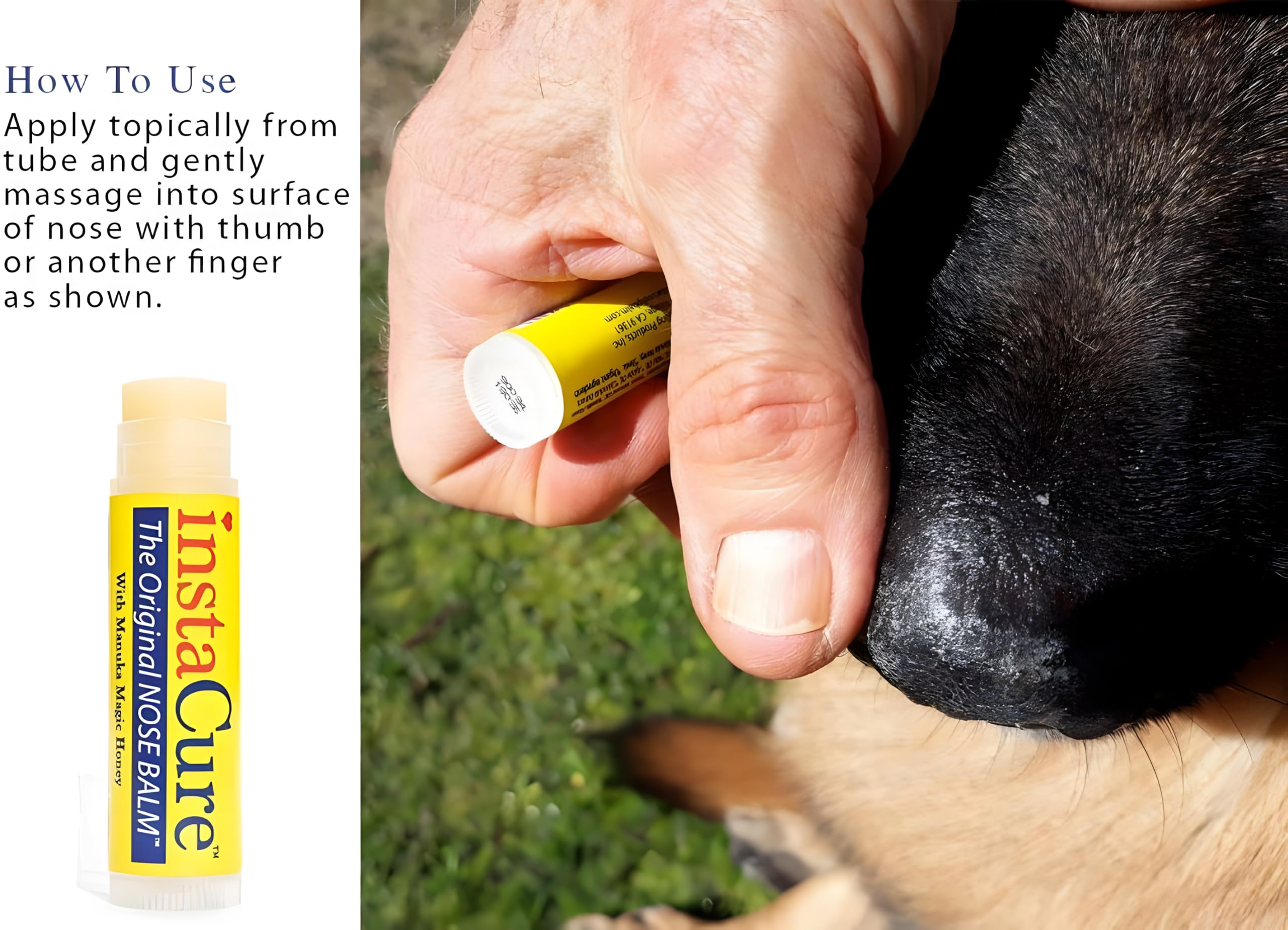 INSTACURE Original Nose Balm. Fast Relief for Cracked Dry & Sore Noses with Raw Manuka Honey Vitamin E Shea Butter Aloe Vera Oil. Heals Dog’s Dry Cracked Nose (1 Pack)