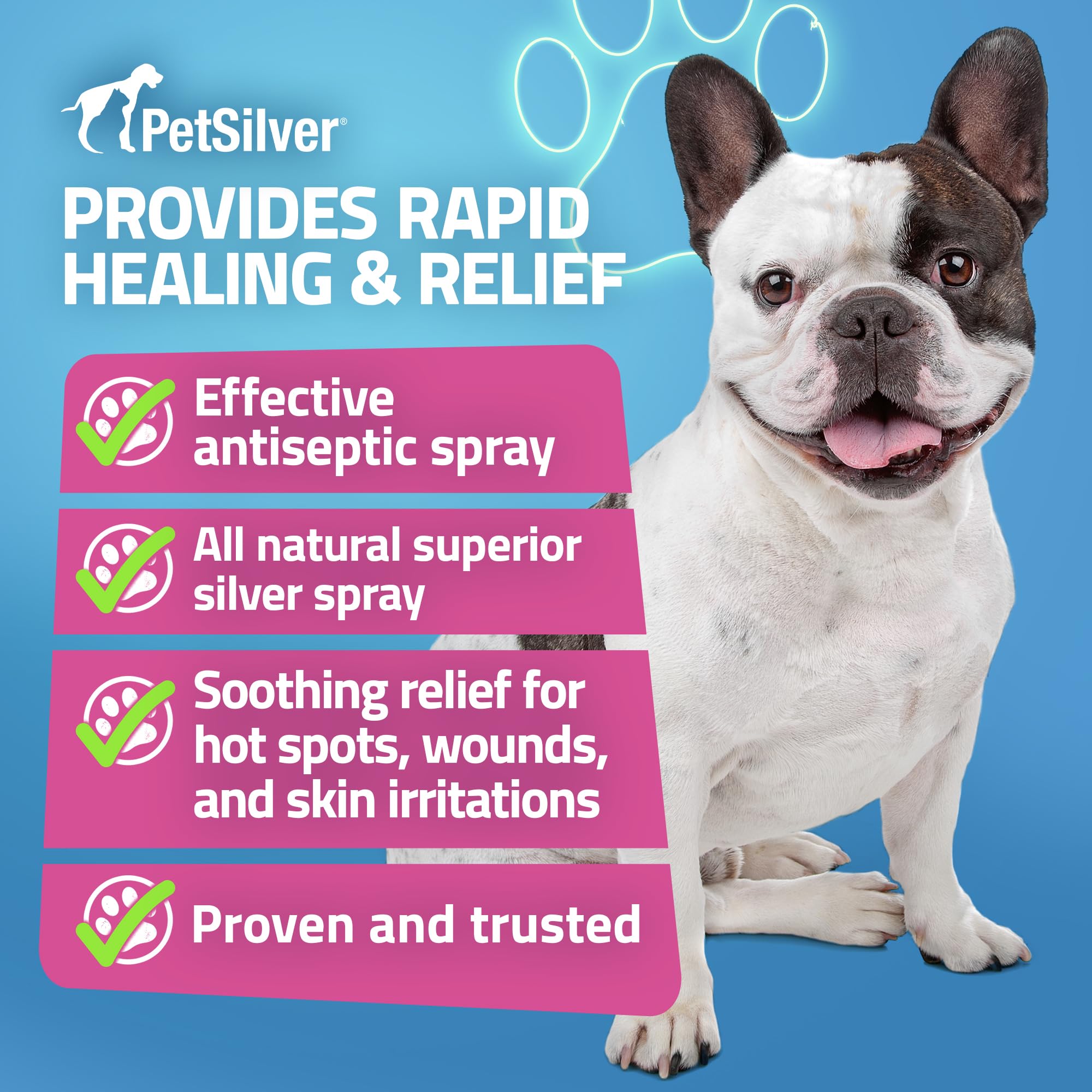 PetSilver Wound & Skin Spray - Chelated Silver, Superior to Colloidal Silver - Dog Wound Spray, Hot Spot, Allergy Relief for Dogs, Itch Spray for Cats - Natural Skin Soother - Made in USA - 8 fl oz