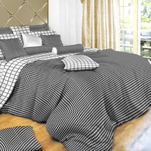 Dolce Mela DM497K 6-Piece Bedding Duvet Cover Set, King, Check, Black and White