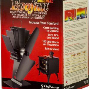 Ecofan® Original, Classic Styled, Heat Powered Wood Stove Fan, 100CFM, 800CAXBX, 7.9" Blade, Black