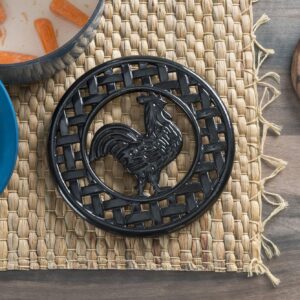 Home Basics Cast Iron Rooster (Black) Trivet, 8" x 8" x .62"