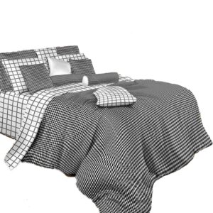 dolce mela dm497k 6-piece bedding duvet cover set, king, check, black and white