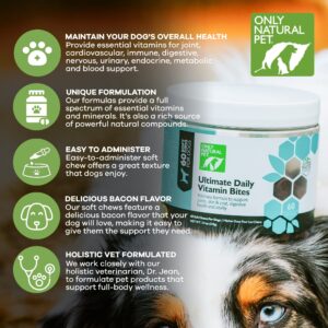 Only Natural Pet Ultimate Daily Vitamins - Complete Multivitamin Supplement for Dogs Balanced Health & Vitality - Senior Small & Large Canine Food Immune Digestive Support -60 Soft Chews (Pack of 1)