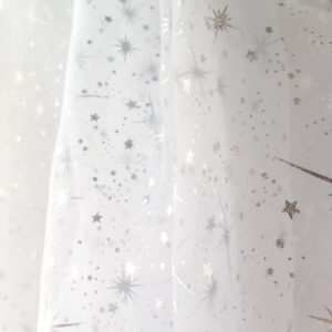 Star Bursts Sheer Organza White 58 Inch Wide Fabric by The Yard (F.E.®)