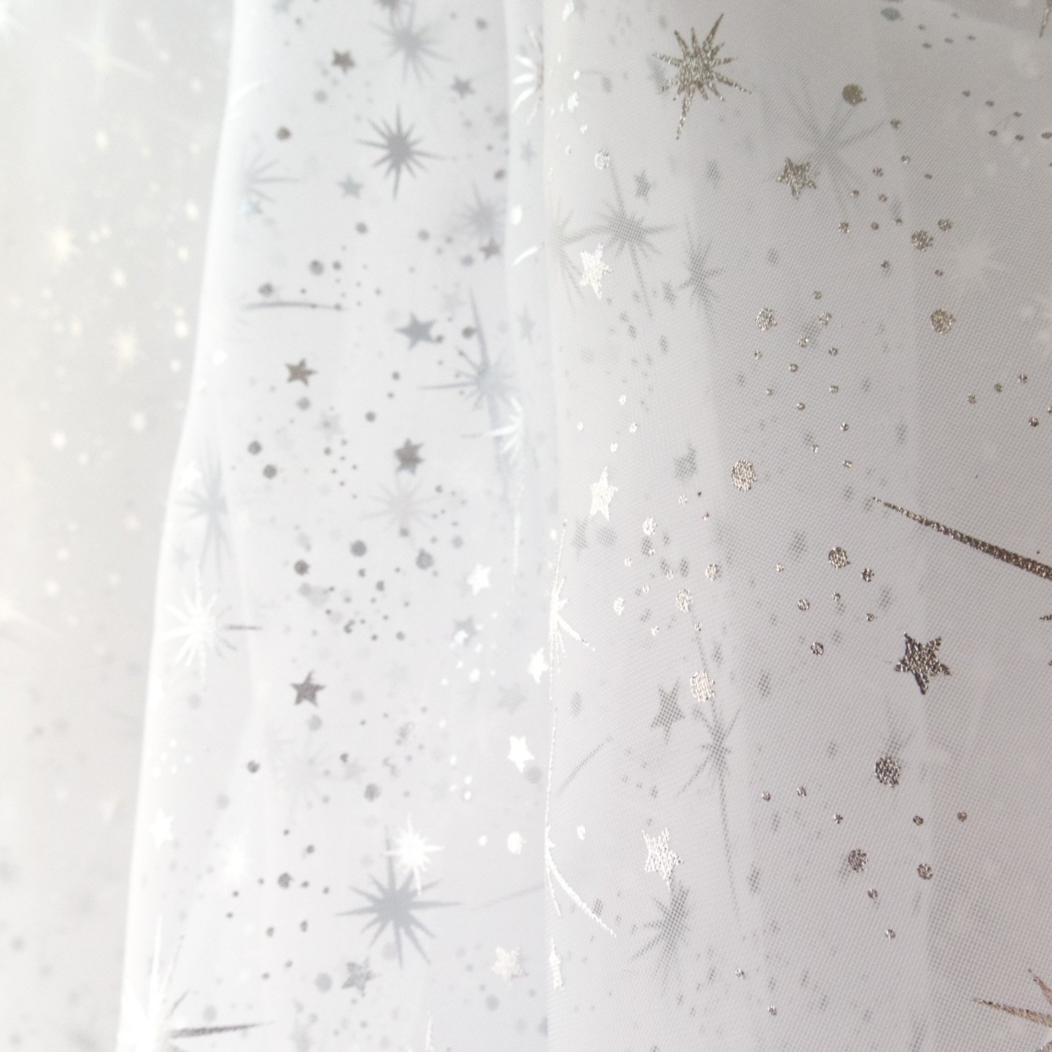 Star Bursts Sheer Organza White 58 Inch Wide Fabric by The Yard (F.E.®)