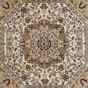 Traditional Octagon Area Rug Design Bellagio 401 Ivory (4 Feet x 4 Feet)