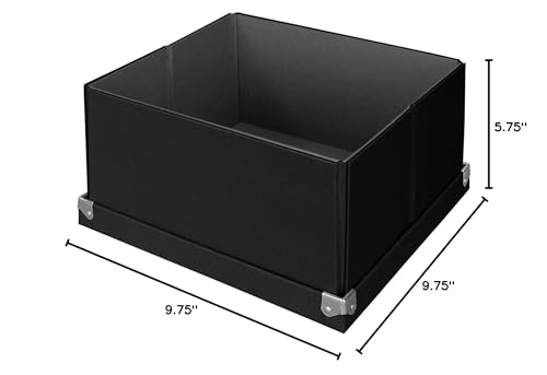 Samsill PNS02LSBK Pop n' Store Decorative Storage Box With Lid - Collapsible and Stackable - Medium Square Box - Black - Interior Size (9.75"x9.75"x5.75")