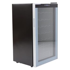 avanti wc34n2p wine cooler freestanding single zone with temperature control holds up to 34 bottles, stainless steel construction with glass door, black