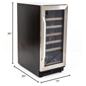 Avanti WC3015S3S Wine Cooler Freestanding Holds Up to 30 Bottles, Stainless Steel Construction, Black