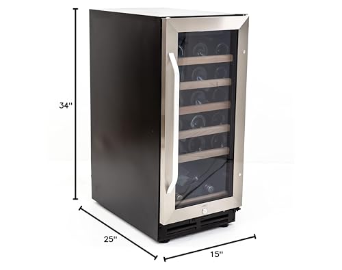 Avanti WC3015S3S Wine Cooler Freestanding Holds Up to 30 Bottles, Stainless Steel Construction, Black