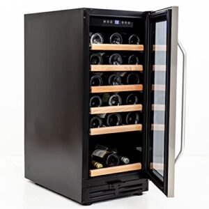 Avanti WC3015S3S Wine Cooler Freestanding Holds Up to 30 Bottles, Stainless Steel Construction, Black