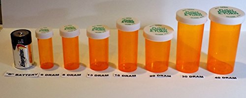 Plastic Prescription Vials/Bottles 25 Pack w/Caps 8 Dram Size-New