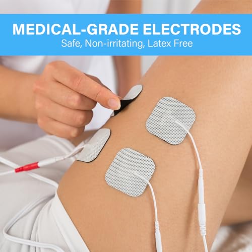 LotFancy TENS Unit Electrode Pads, 40PCS 2"x2" TENS Unit Pads for EMS Muscle Stimulator Electrotherapy, Self-Adhesive TENS Pads Replacement, Reusable and Latex-Free