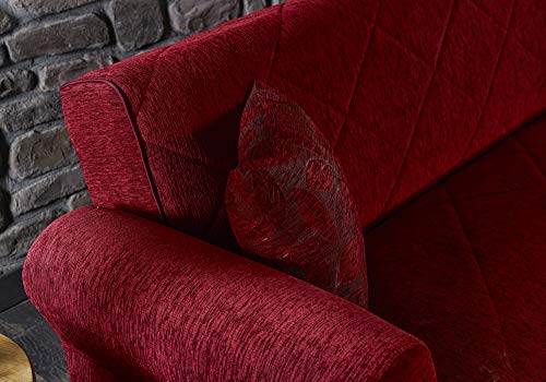 Beyan Signature Empire Furniture USA Park Ave Collection Convertible Sofa Bed with Storage Space and Includes 2 Pillows, Red