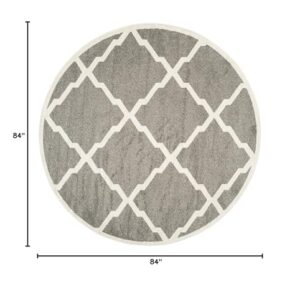 SAFAVIEH Amherst Collection 7' Round Dark Grey/Beige AMT421R Moroccan Trellis Non-Shedding Dining Room Entryway Foyer Living Room Bedroom Area Rug