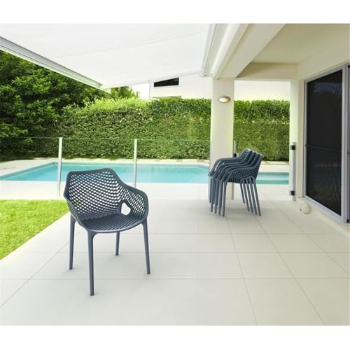 Compamia Air XL Outdoor Patio Dining Arm Chair in Dark Gray (Set of 2)