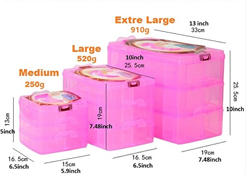 Kamay's Extra Large 3 Tier Stackable Adjustable Compartment Slot Bead Craft Jewellery Tool Storage Organiser, with 30 Compartments, Container Box, Orange