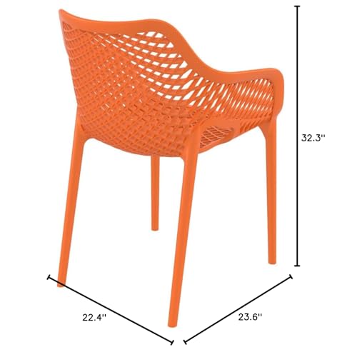 Compamia Air XL Outdoor Patio Dining Arm Chair in Orange (Set of 2)