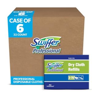 swiffer professional duster dry cloth sweeping pad refills for swiffer sweeper (case of 6 boxes, 32 refills per box)