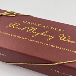 Cape Candle 8” Real Bayberry Taper Candles - Hand Dipped, Pure Bayberry Wax, Traditional Holiday Candles (Boxed Pair), Gift Boxed with Bayberry Legend Card