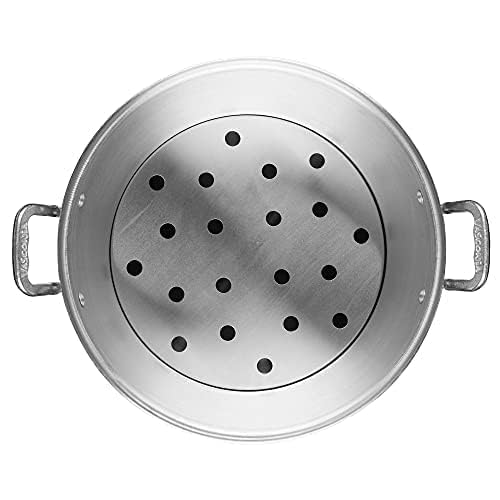 Vasconia Steamer Pot with Tray and Aluminum Lid – Multi-Purpose Aluminum Large Stock Pot for Tamales, Seafood, Vegetables Soup Pot – 5.3-Quart Stove