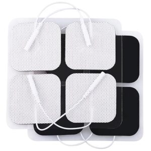 lotfancy tens unit electrode pads, 40pcs 2"x2" tens unit pads for ems muscle stimulator electrotherapy, self-adhesive tens pads replacement, reusable and latex-free