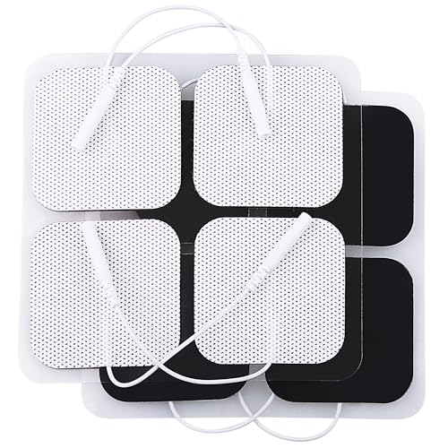 LotFancy TENS Unit Electrode Pads, 40PCS 2"x2" TENS Unit Pads for EMS Muscle Stimulator Electrotherapy, Self-Adhesive TENS Pads Replacement, Reusable and Latex-Free