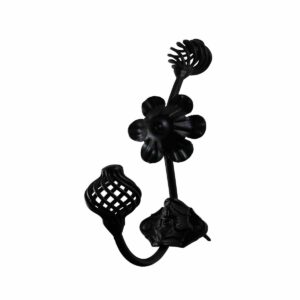 renovators supply black wrought iron wall hook decorative floral birdcage style 9" tall double hooks for coat, robe or hat holder hanger black powder coated wall mount hooks with hardware