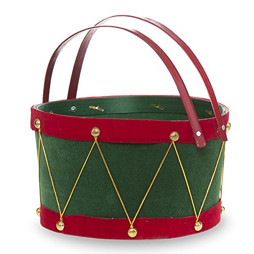 The Lucky Clover Trading Holiday Drum Swing Handle, Green with Red Basket