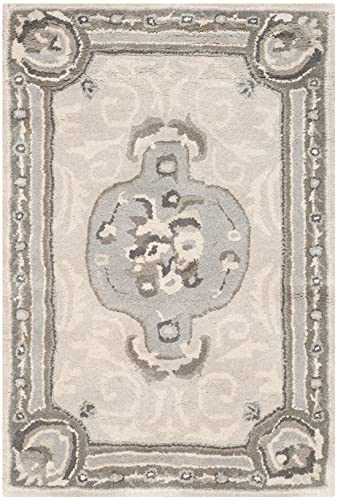 SAFAVIEH Empire Collection 2' x 3' Beige/Light Grey EM414D Handmade Traditional European Premium Wool Accent Rug