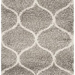 SAFAVIEH Hudson Shag Collection Accent Rug - 3' x 5', Grey & Ivory, Trellis Design, Non-Shedding & Easy Care, 2-inch Thick Ideal for High Traffic Areas in Entryway, Living Room, Bedroom (SGH280B)