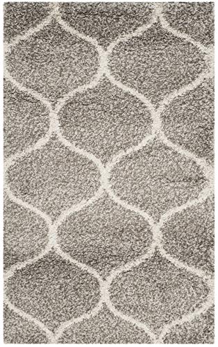 SAFAVIEH Hudson Shag Collection Accent Rug - 3' x 5', Grey & Ivory, Trellis Design, Non-Shedding & Easy Care, 2-inch Thick Ideal for High Traffic Areas in Entryway, Living Room, Bedroom (SGH280B)