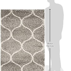 SAFAVIEH Hudson Shag Collection Accent Rug - 3' x 5', Grey & Ivory, Trellis Design, Non-Shedding & Easy Care, 2-inch Thick Ideal for High Traffic Areas in Entryway, Living Room, Bedroom (SGH280B)